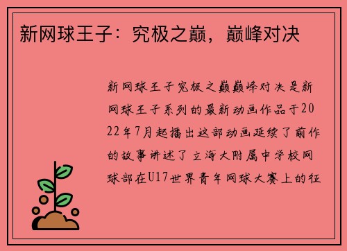新网球王子：究极之巅，巅峰对决