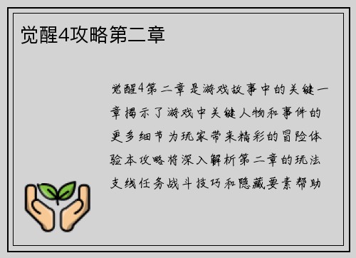 觉醒4攻略第二章