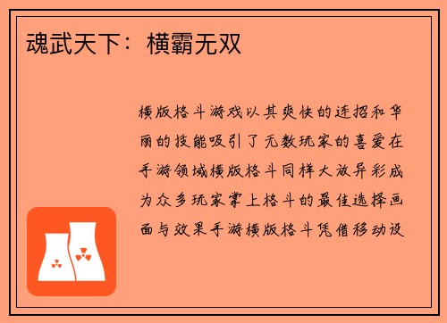 魂武天下：横霸无双